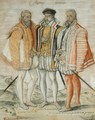 The Three Coligny Brothers: Odet (1517-71) Cardinal of Chatillon, Gaspard II (1519-72) Leader of French Protestants and Admiral of France, and Francois, Lord of Andelot, who won fame at the Battles of Dreux and Jarnac - (studio of) Clouet