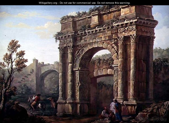 Peasants Near the Arch of Sergius at Poia - Charles-Louis Clerisseau