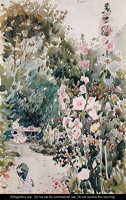 Tea in the Hollyhock Garden, Dives, c.1890 - George Henry Clements