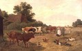 A Kentish Farm Scene, Milking-Time - Claude Clark