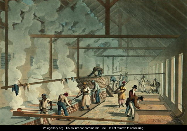 Slaves Ladle Steaming Juice from Vat to Vat, Antigua, 1823 - William Clark