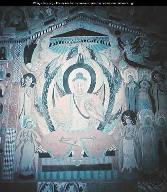 Shakyamuni Buddha preaching, surrounded by Bodhisattvas and Aspareses, Nanbeichao II period, 501-580 AD - Anonymous Artist