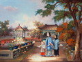 A mother with her children in a chinese garden, c.1850 - Anonymous Artist