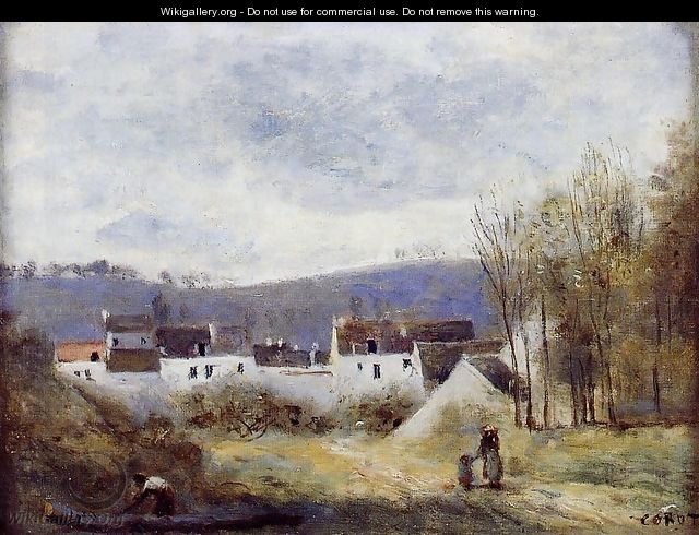 Village at the Foot of a Hill, Ile-de-France - Jean-Baptiste-Camille Corot