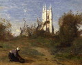 Landscape with a White Tower, Souvenir of Crecy - Jean-Baptiste-Camille Corot