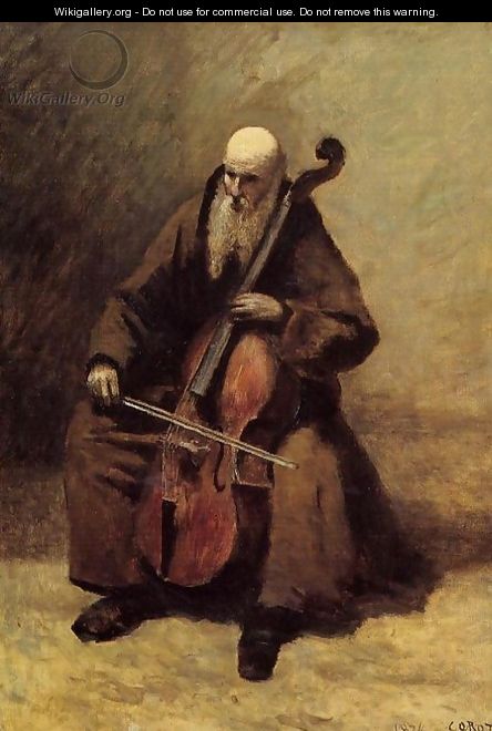 Monk with a Cello - Jean-Baptiste-Camille Corot