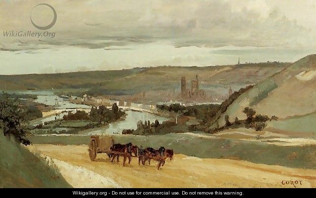 Rouen Seen from Hills Overlooking the City - Jean-Baptiste-Camille Corot