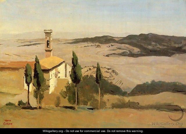 Volterra - Church and Bell Tower - Jean-Baptiste-Camille Corot