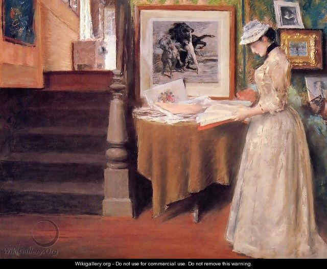 Interior, Young Woman at a Table - William Merritt Chase