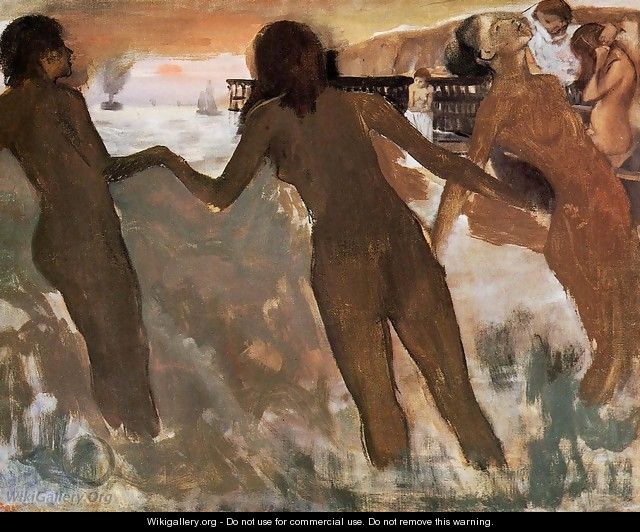 Peasant Girls Bathing in the Sea at Dusk - Edgar Degas