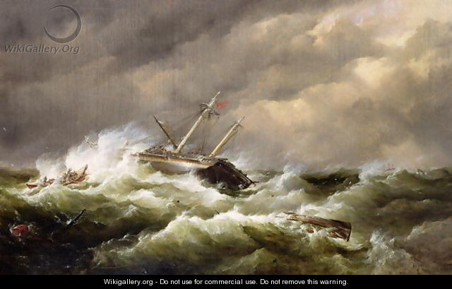 Rescue on the Goodwin Sands by the North Deal Lifeboat - Edward William Cooke
