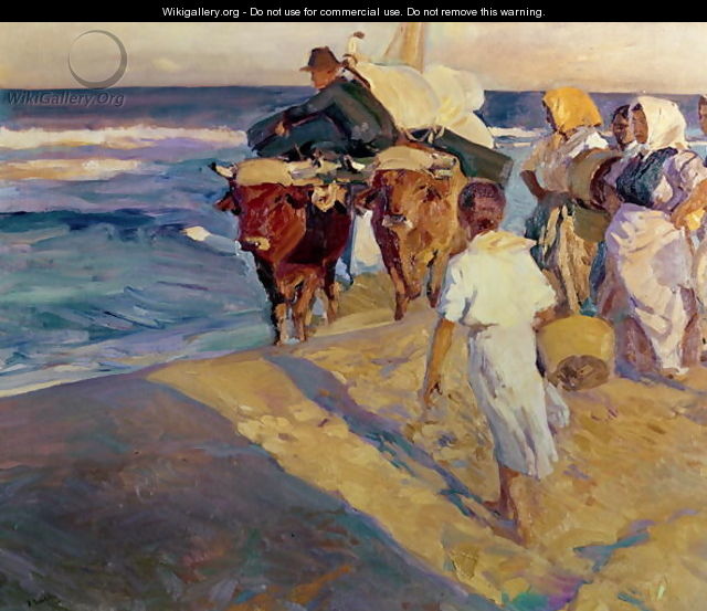 Towing in the boat, Valencia Beach, 1916 - Joaquin Sorolla y Bastida