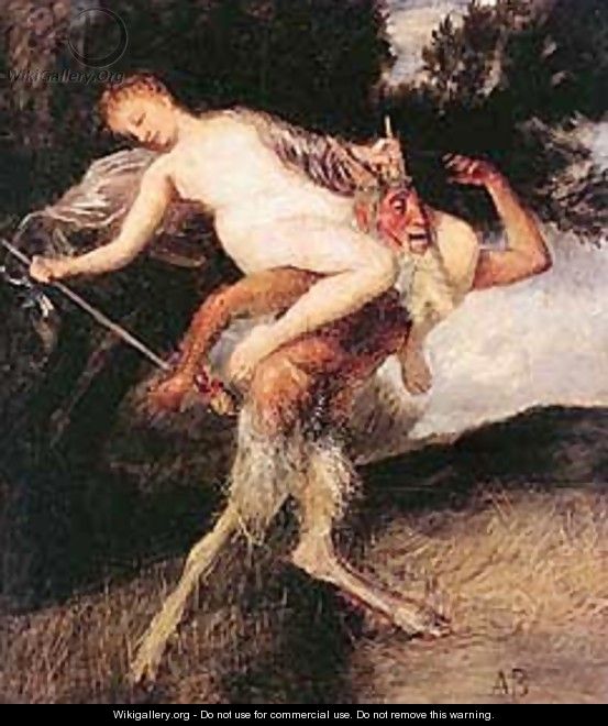 Nymph on Pans Shoulders 1874 - Arnold Böcklin