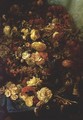Still Life of Flowers on a Ledge with Birds Nest, 1884 - Pierre-Louis-Joseph de Coninck