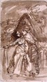 Sketch of a Man embracing a Woman at a Cottage Gate - William Collins