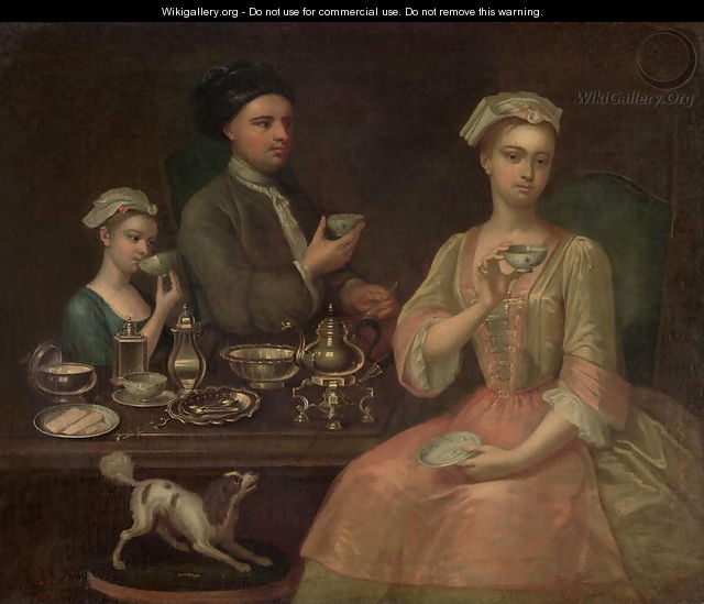 A Family of Three at Tea, c.1727 - Richard Collins