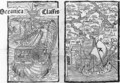 Drawing of the Santa Maria and a map describing the islands of Salvador, Espanola, Fernanda, Isabel and Conception, 1493 - (after) Columbus, Christopher