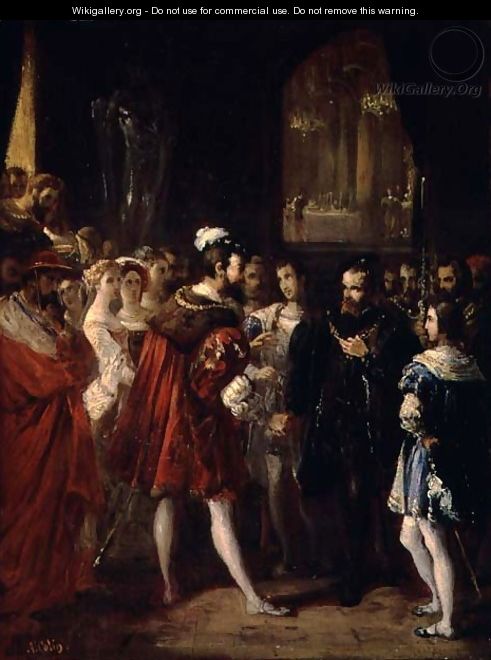 Charles V (1500-58) received by Francis I (1494-1547) at the Louvre, c.1843 - Alexandre-Marie Colin