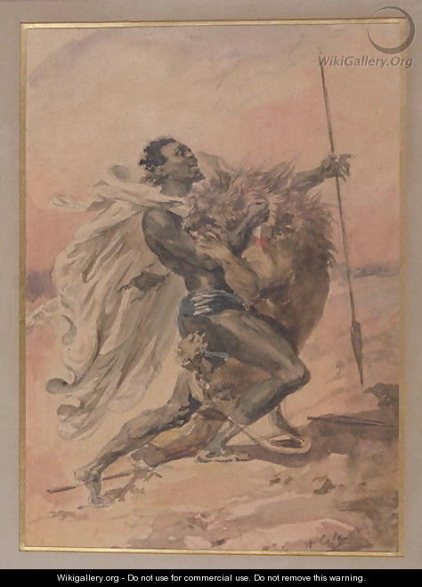 Struggle between a Warrior and a Lion - Alexandre-Marie Colin