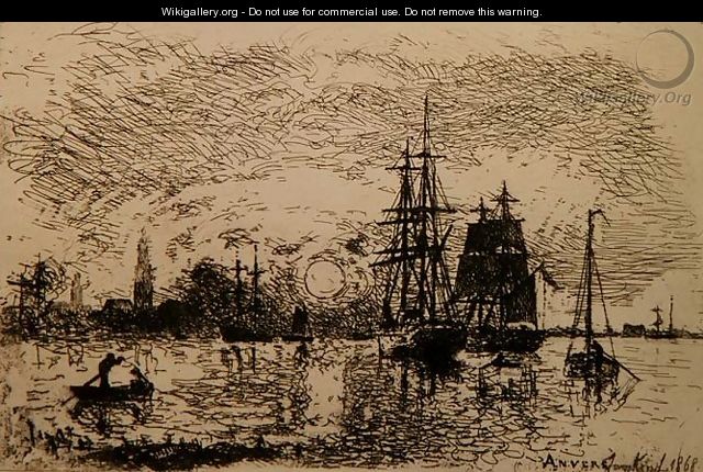 Setting Sun, the Port of Antwerp, 1868 - Johan Barthold Jongkind