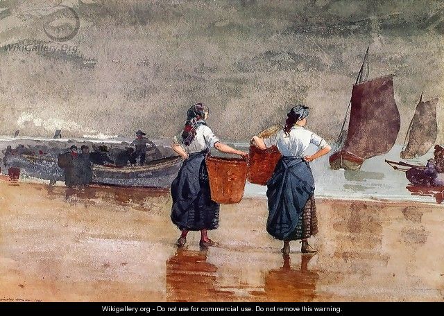 Fishergirls on the Beach, Tynemouth - Winslow Homer