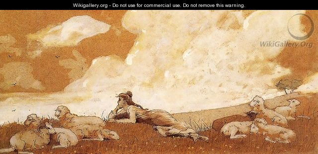 Girl and Sheep - Winslow Homer