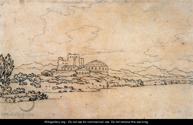 Italian Landscape with Domed Building 2 - Alexander Cozens