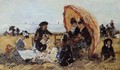 Trouville, on the Beach Sheltered by a Parasol - Eugène Boudin