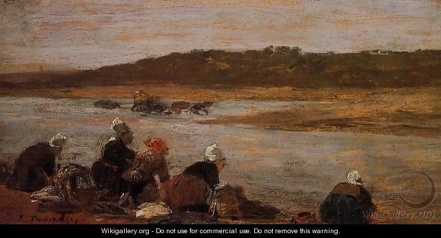 Laundresses on the Banks of the Touques VIII - Eugène Boudin