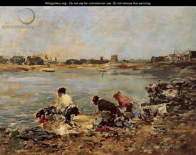 Laundresses on the Banks of the Touques I - Eugène Boudin