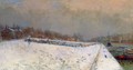 The Port of Bercy, in Winter, Snow Effect - Albert Lebourg