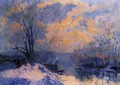 The Small Branch of the Seine at Bas-Meudon: Snow and Wiinter Sun - Albert Lebourg