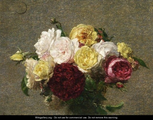 Bouquet of Roses I - Ignace Henri Jean Fantin-Latour