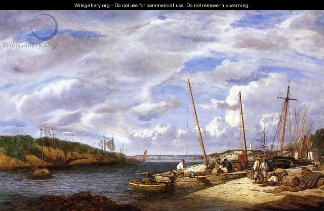 Douarnenez, Fishing Boats at Dockside - Eugène Boudin