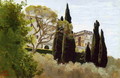The Facade of the Villa d'Este at Tivoli, View from the Gardens - Jean-Baptiste-Camille Corot