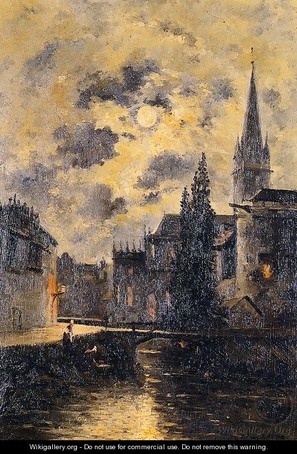 A Moonlit Canal - Stanislas Lepine