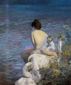 Bather with Child and Swan by the Sea - Paul Albert Besnard