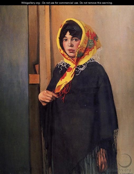 Young Woman with Yellow Scarf - Felix Edouard Vallotton