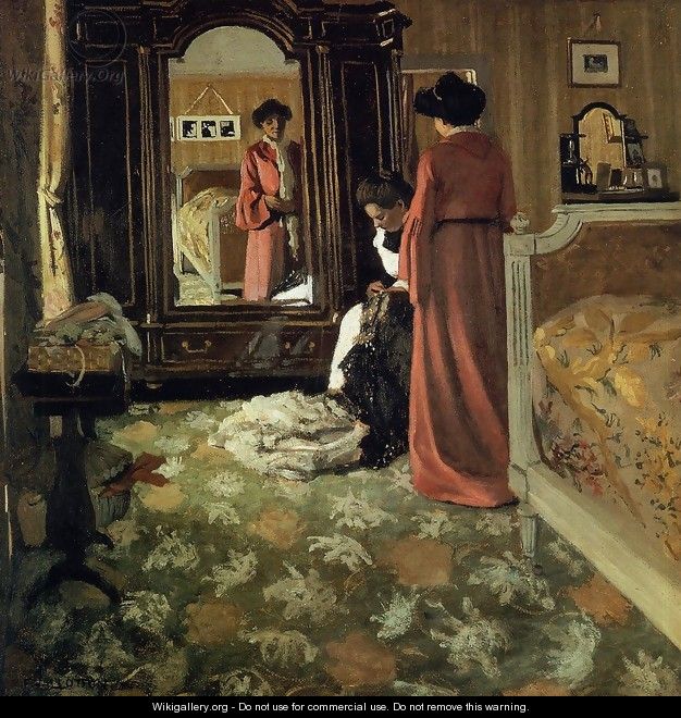 Interior, Bedroom with Two Figures - Felix Edouard Vallotton