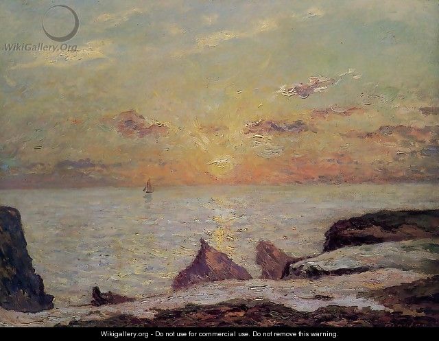 On the Cliffs of Belle Isle on Mer, Sunset - Maxime Maufra