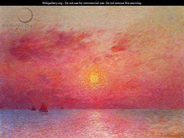 Sailboats at Sea, Evening - Ferdinand Loyen Du Puigaudeau