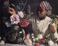 African Woman with Peonies - Jean Frédéric Bazille