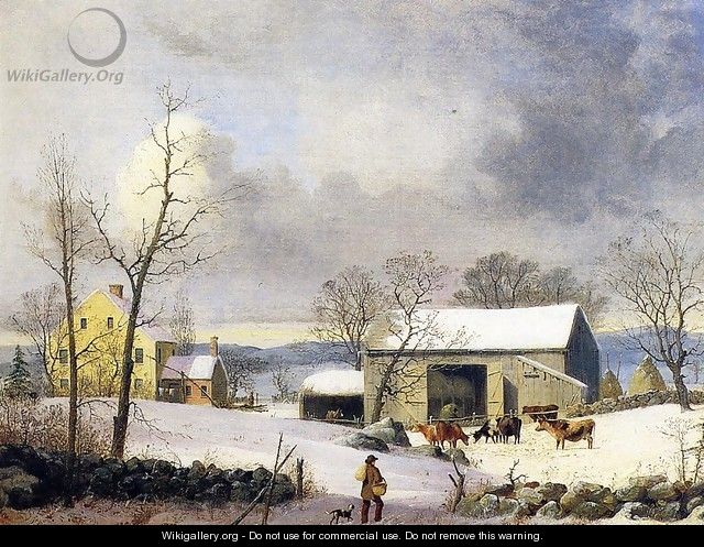 Winter in the Country, Farmyard - George Henry Durrie