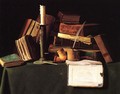 Still Life with Candle, Pipe and Books - John Frederick Peto