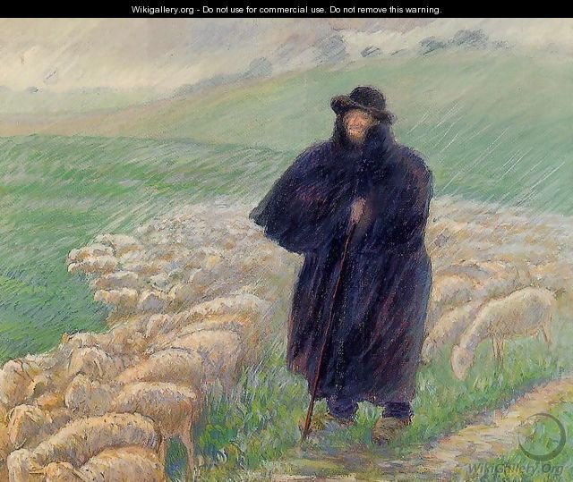 Shepherd in a Downpour - Camille Pissarro