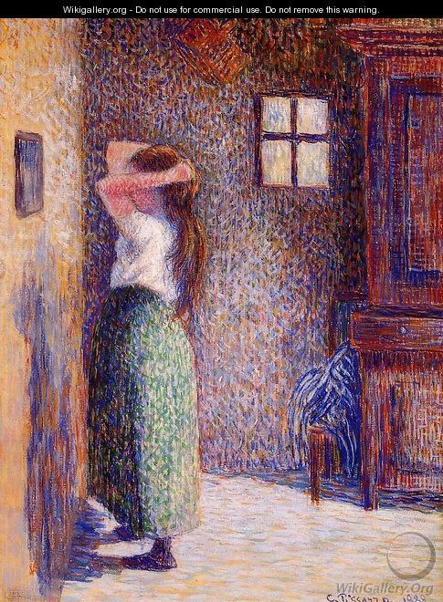 Young Peasant at Her Toilette - Camille Pissarro