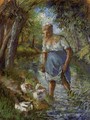 Peasant Crossing a Stream - Camille Pissarro