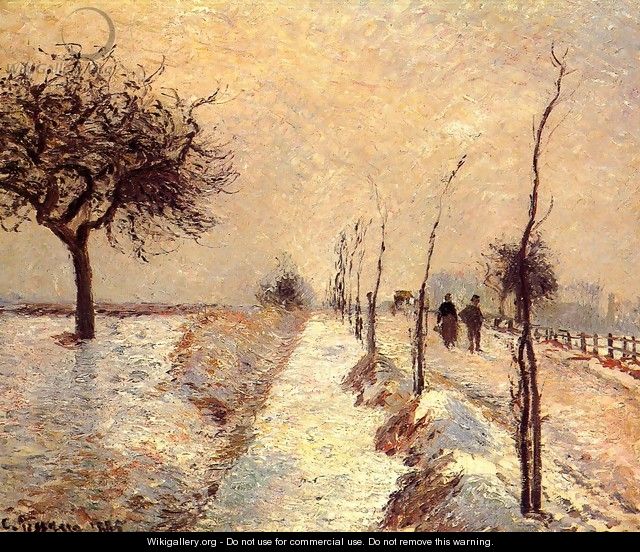Road at Eragny: Winter - Camille Pissarro