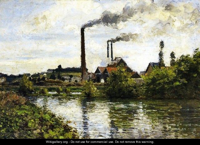 The Factory at Pontoise - Camille Pissarro