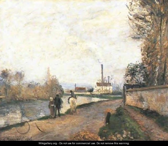 The Oise at Pontoise in Bad Weather - Camille Pissarro
